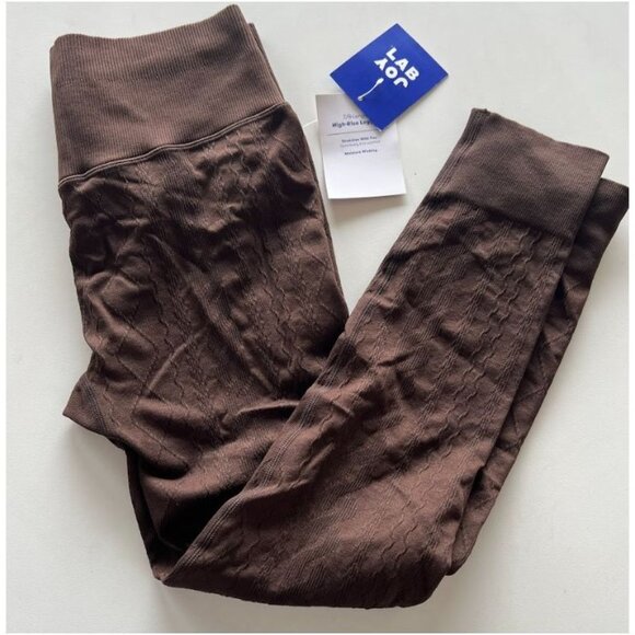 JoyLab Women S Seamless Cable Knit 7/8 Leggings Dark Brown Medium - Picture 3 of 7